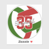 Sticker acheter en gros ou en simple rouge vert volleyball (Feuille)