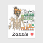 Sticker Acheter Me Bière Verte - Squelette | Saint Patrick (Feuille)