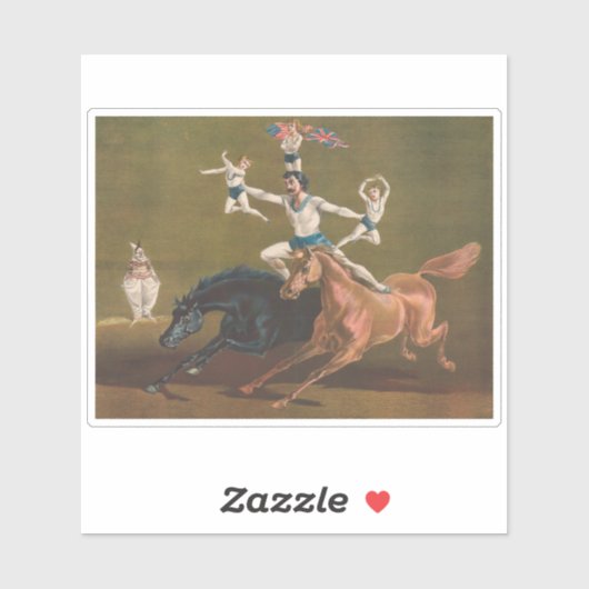 Sticker acrobates à cheval. (Feuille)
