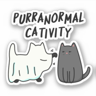 Sticker Activité paranormale féline Blague drôle d'Hallowe