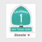 Sticker Adaptable California Highway 1 avec N'IMPORTE QUEL (Feuille)