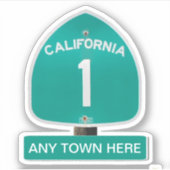 Sticker Adaptable California Highway 1 avec N'IMPORTE QUEL (Devant)