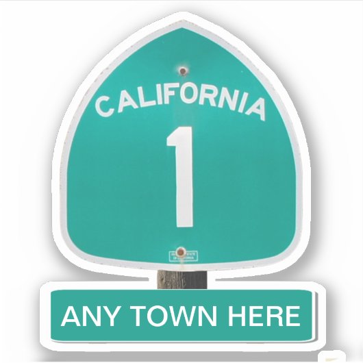 Sticker Adaptable California Highway 1 avec N'IMPORTE QUEL (Devant)