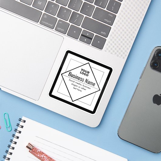 Sticker Add Your Logo Customizable Template (Ordinateur portable avec iPhone)