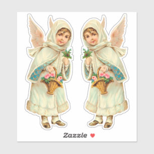 Sticker Adorable ange d'hiver victorien coupé