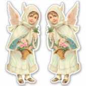 Sticker Adorable ange d'hiver victorien coupé (Devant)