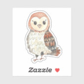 Sticker Adorable Aquarelle Peinte Chouette (Feuille)