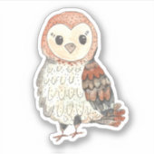 Sticker Adorable Aquarelle Peinte Chouette (Devant)
