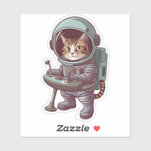 Sticker Adorable Astronaut Chat Space Chat (Feuille)