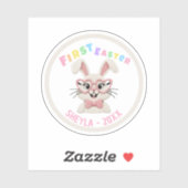 Sticker Adorable Baby Girl Boy First Easter Bunny (Feuille)