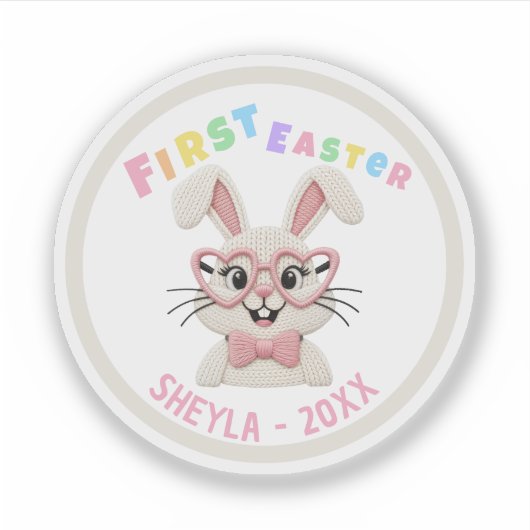 Sticker Adorable Baby Girl Boy First Easter Bunny (Devant)