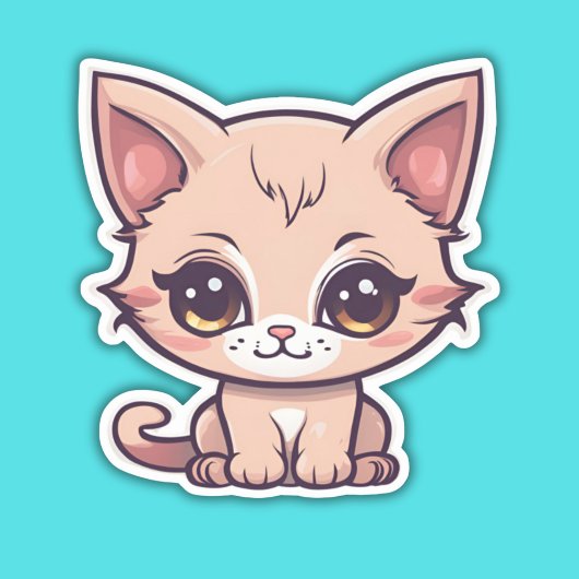 Sticker Adorable Big Eyed Kitten étanche
