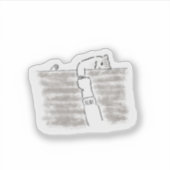 Sticker Adorable Chat Blanc Mignon Art (Devant)
