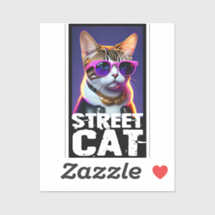 Sticker Adorable Chat mignonne en Veste en Cuir