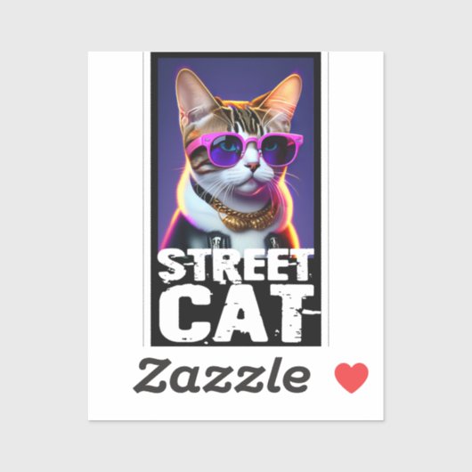 Sticker Adorable Chat mignonne en Veste en Cuir (Feuille)