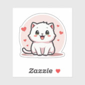 Sticker Adorable Chaton Blanc – Style Pastel (Feuille)