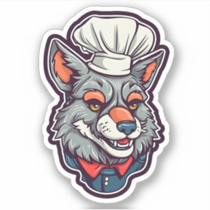 Sticker Adorable Chef Wolf Awesome Animal Graphisme