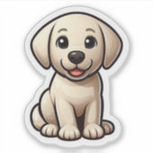Sticker Adorable Chibi Cream Lab Puppy assise (Devant)