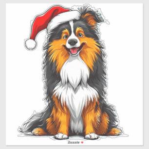 Sticker adorable chien de Noël