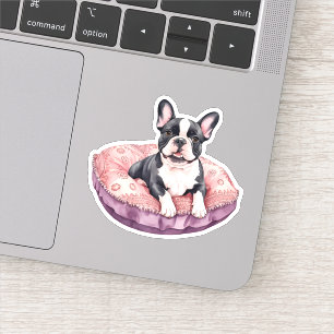 Sticker Adorable Chien de taureau français sur un coussin