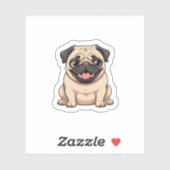 Sticker adorable chien gras adorable (Feuille)