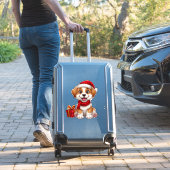 Sticker adorable chiot de Noël avec chapeau de Père Noël (Valise Insitu)