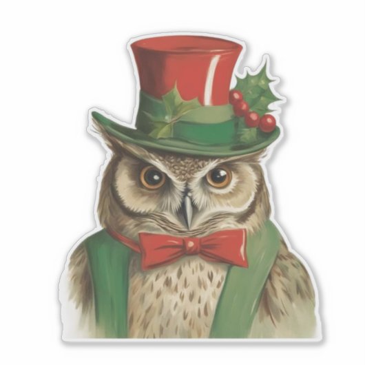 Sticker Adorable Chouette de Noël (Devant)