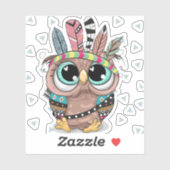 Sticker adorable chouette douce aux plumes (Feuille)