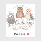 Sticker Adorable Chouettes d'aquarelle Owlways a Hoot (Feuille)