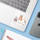 Sticker Adorable Chouettes d'aquarelle Owlways a Hoot (Ordinateur portable avec iPhone)