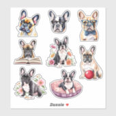Sticker Adorable collection française de Bulldog (Feuille)