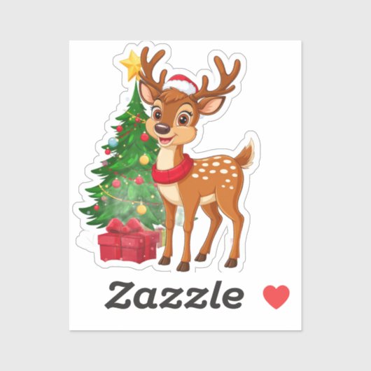 Sticker Adorable Dessin de dessin en Santa Hat (Feuille)