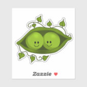 Sticker Adorable Deux Pois Dans Un Pois (Feuille)