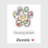 Sticker adorable empreinte de patte floral (Feuille)