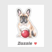 Sticker Adorable Fête Français Bulldog avec balle (Feuille)