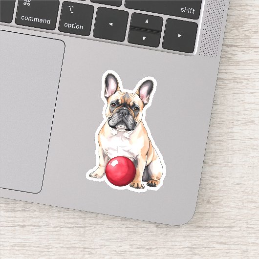 Sticker Adorable Fête Français Bulldog avec balle (Détail)