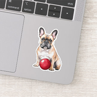 Sticker Adorable Fête Français Bulldog avec balle