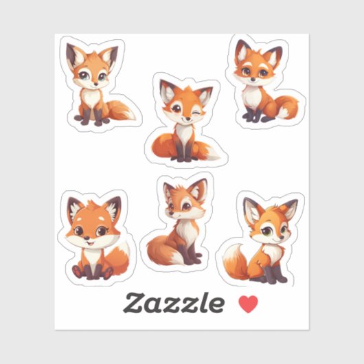 Sticker adorable feuille d'autocollant kawaii fox (Feuille)