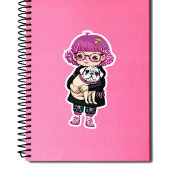 Sticker Adorable fille accroupissant un Carlin