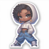 Sticker adorable fille noire (Devant)