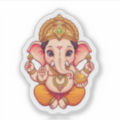 Sticker Adorable Ganpatio Bappa - Chibi Style Ganesha avec (Devant)