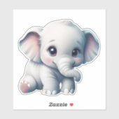 Sticker adorable Kawaii Baby Elephant (Feuille)
