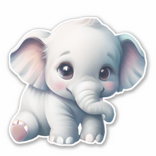 Sticker adorable Kawaii Baby Elephant (Devant)