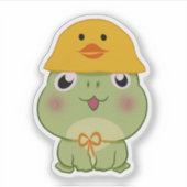 Sticker Adorable Kawaii Frog Wearing Duck Hat (Devant)