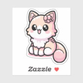 Sticker Adorable Kawaii Kitty (Feuille)