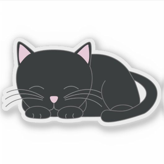 Sticker Adorable Napping Kitten noir (Devant)