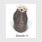Sticker Adorable Otter souriant dans le lac (Feuille)