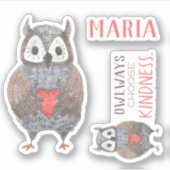Sticker Adorable Owways Choose Kindness Horned Owl Group (Devant)