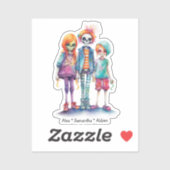 Sticker Adorable Pastel Zombie Trio - Joli Halloween (Feuille)