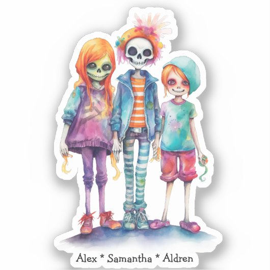 Sticker Adorable Pastel Zombie Trio - Joli Halloween (Recto)